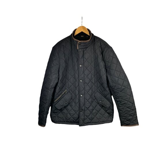 Barbour Mens Quilted Jacket XXL Gray Diamond Pattern Snap & Zip Closure - Picture 1 of 6